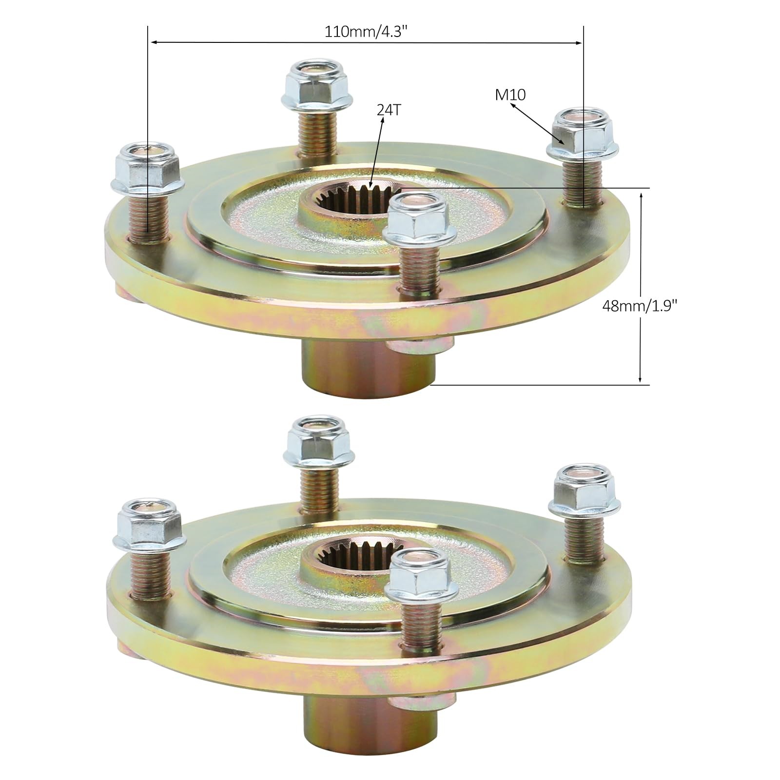 19×7-8 ATV Tire Rim Assembly 4 Stud 4 PLY 8 Inch 253 LBS 24T Spline Hub Off-Road