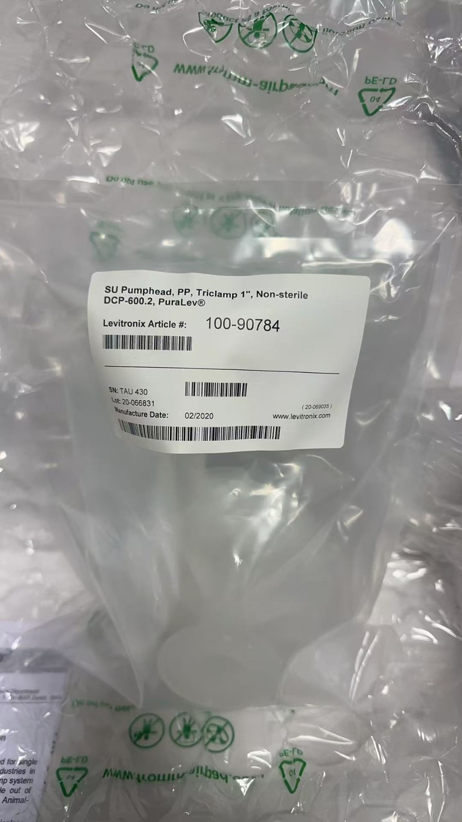 LEVITRONIX SU Pump Head, PP, Triclamp 1” DCP-600.2 Puralev 100-90784