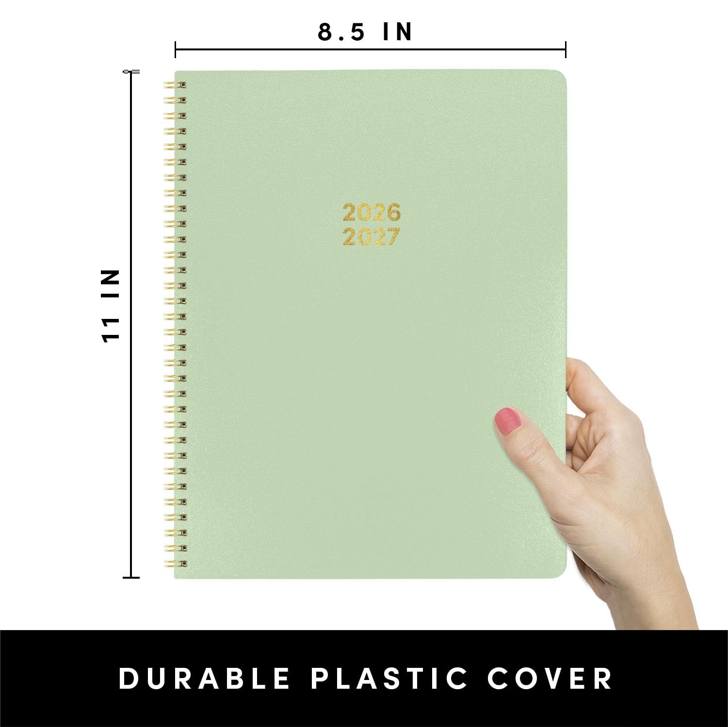 PAPERAGE 2 Year Monthly & Yearly Planner, 8.63 inches x 11 inches, Sage Green