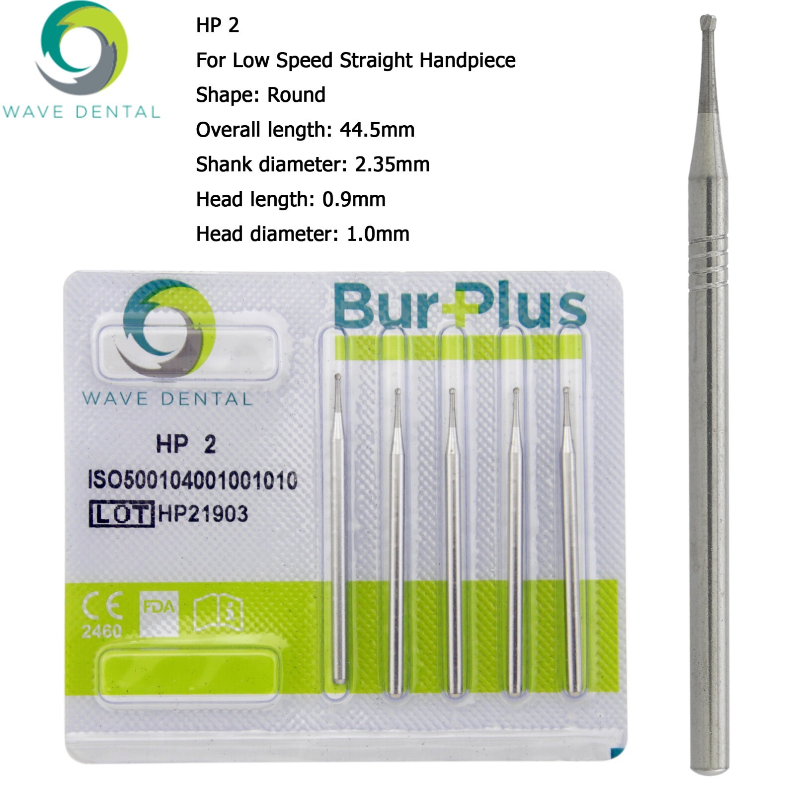 Wave Dental Carbide Burs HP 2 8 557 703L Round For Slow Speed Straight Handpiece
