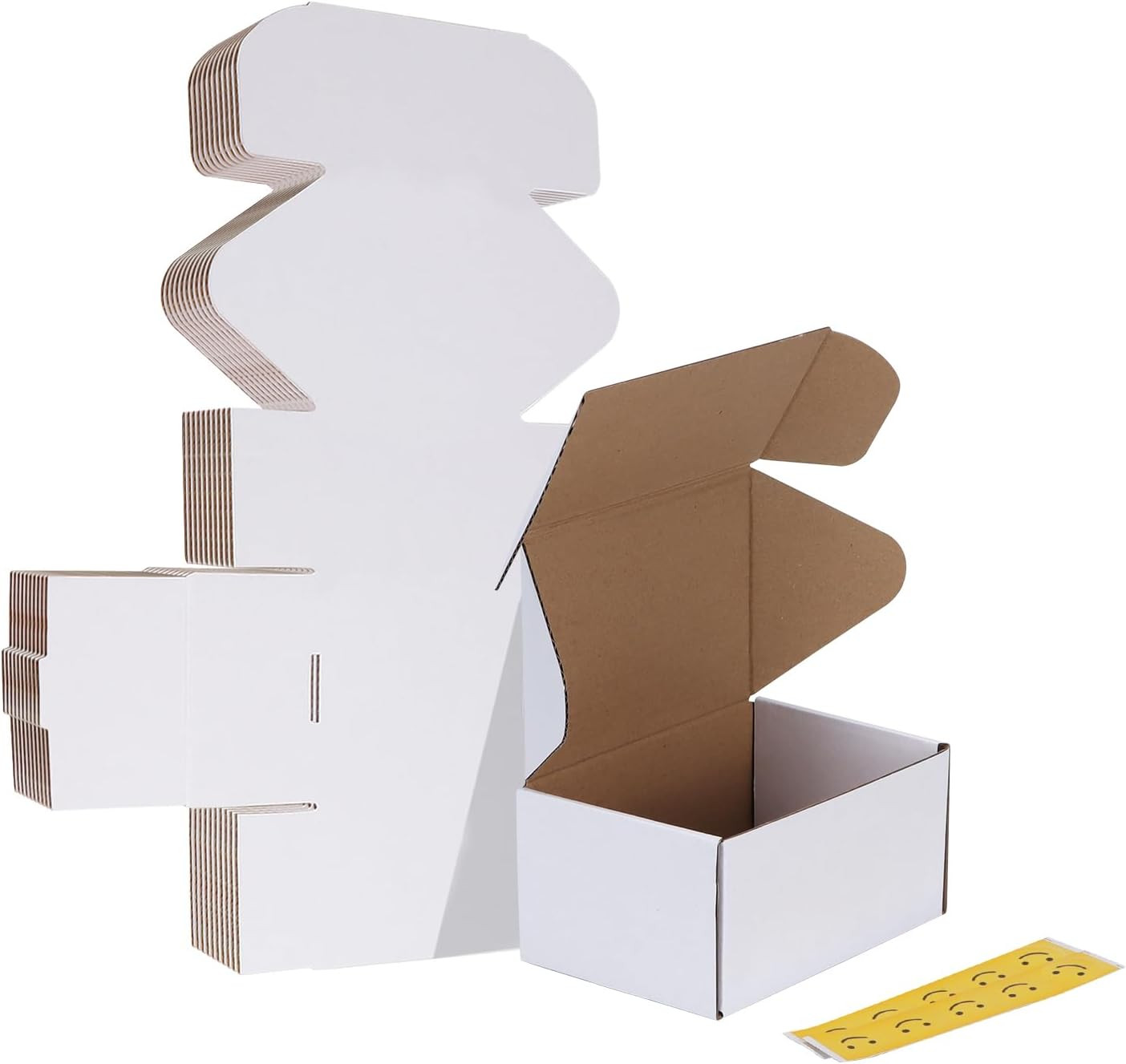 10 Pack 6X4X3 Shipping Boxes, White Corrugated Cardboard Box for Mailing, Packag