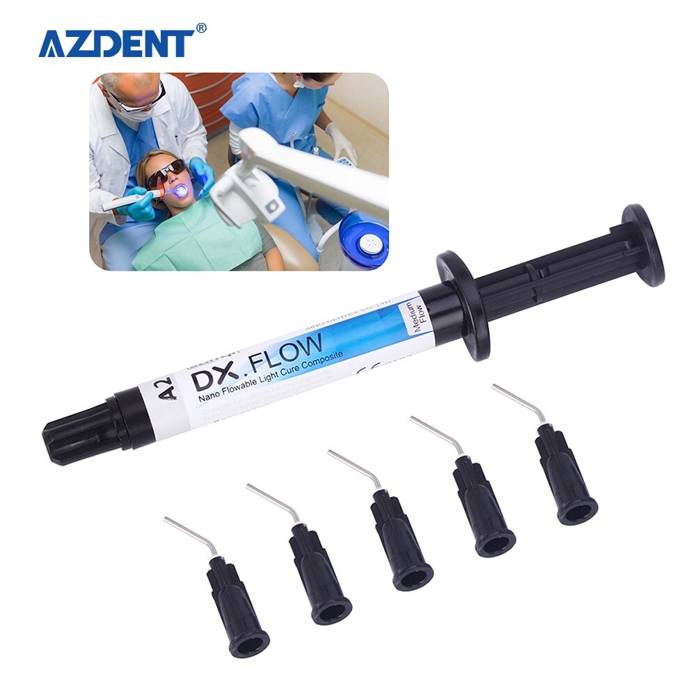 Dental DX.FLOW DENTEX Flowable Medium Flow Light Cure Composite Resin 3g/Kit A2