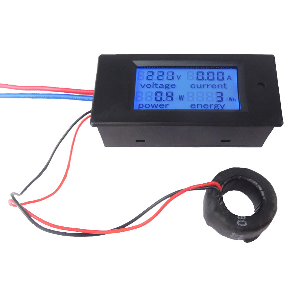 AC 80-260V 220V 110V 20-100A LCD Digital Volt Watt Power Meter Ammeter Voltmeter