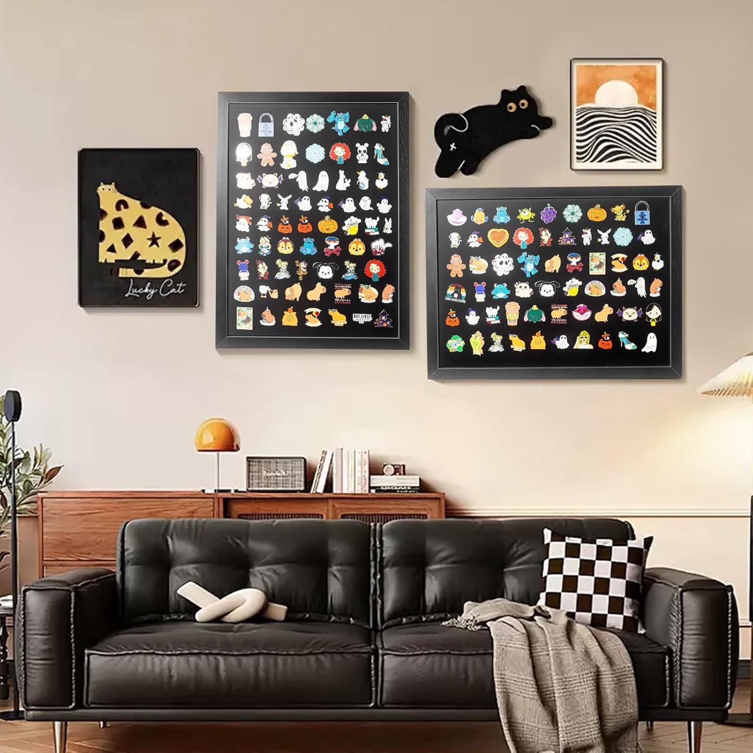 Pin Display Case Wall Mount Shadow Box Frame for Enamel Pins Black