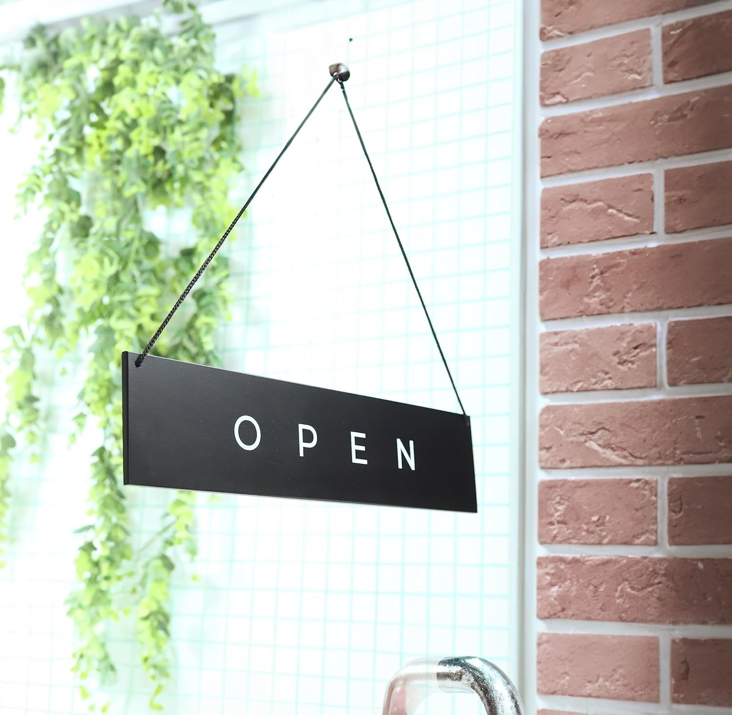 Chic Modern Open Closed Hanging Sign | Elegant Black Wooden Design 12.7 x 2.8