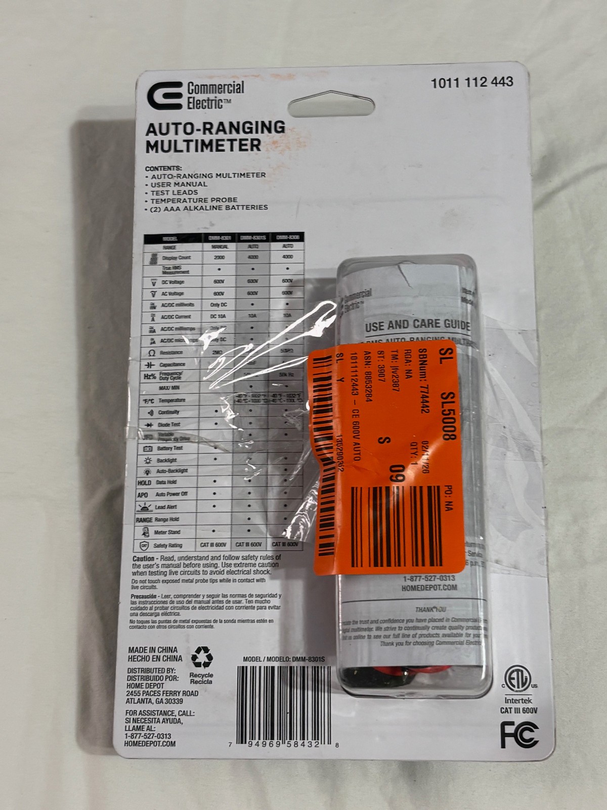 Commercial Electric 600V True RMS Auto Ranging Digital Multimeter Missing Probes