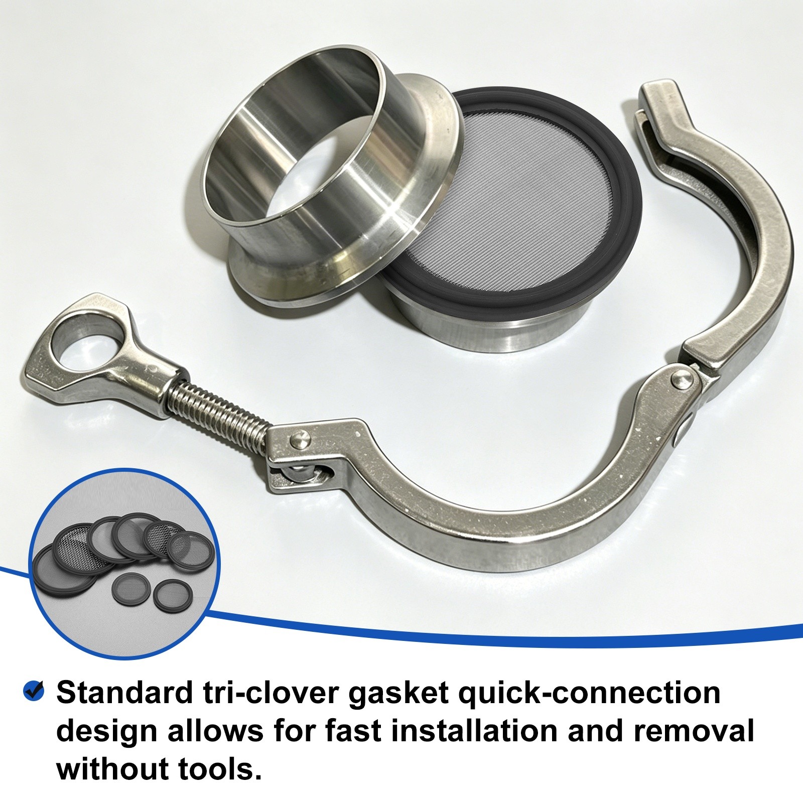 2.5» FKM Sanitary Gasket, 10 Mesh Sanitary Filter Gasket, Grey