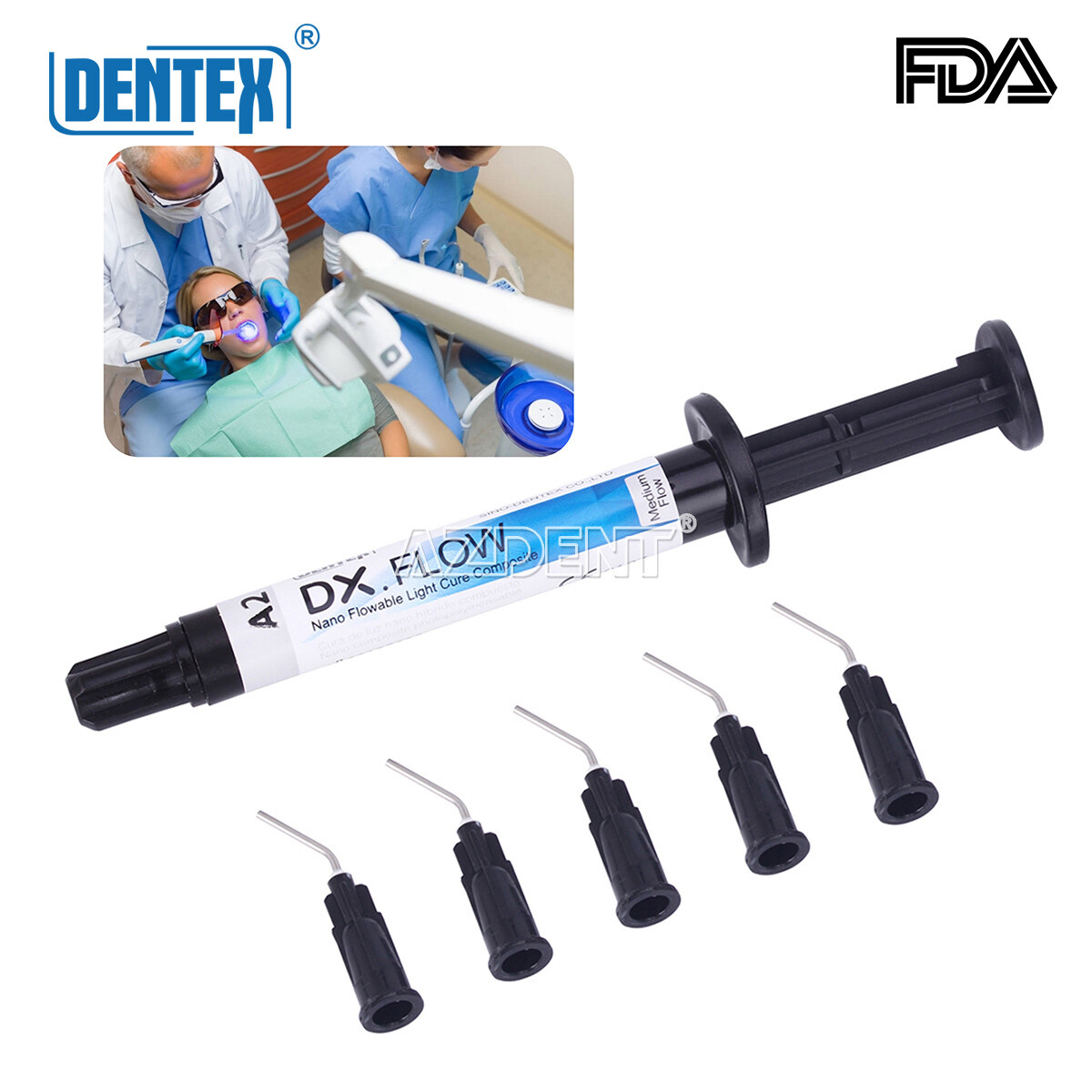 3 X Dentex Dental Flowable Light Cure Composite Resin Flowable Medium A2 DX.FLOW