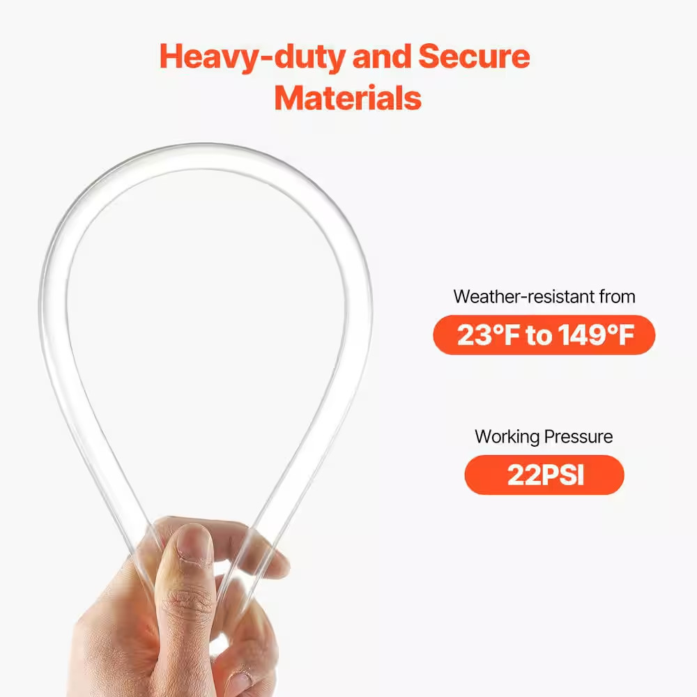 Clear Vinyl Tubing, 1/2 In. ID X 5/8 In. OD, 10 FT. Plastic PVC Tubing, Flexible