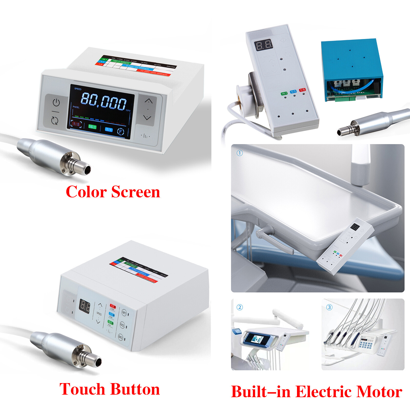 Dental LED Electric Micro motor Touch Button /Built-In Micromotor 1:5 1:1 CICADA