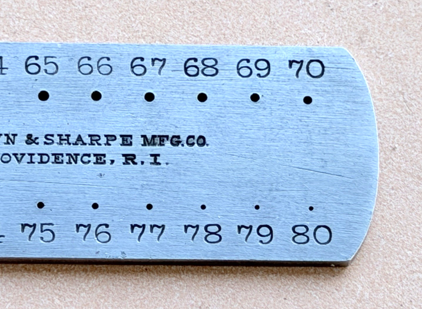 Brown & Sharpe No.705 Drill & Steel Wire Gage ; Range Nos. 61 to 80. USA Made!