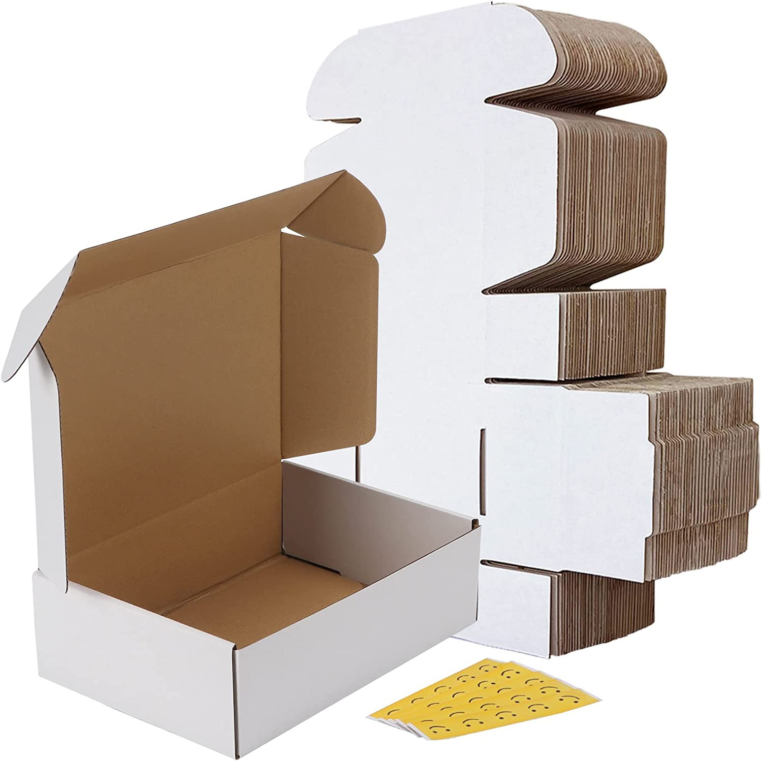 10X7X3 Inches Shipping Boxes Set of 25, White Small Corrugated Cardboard Box, Ma