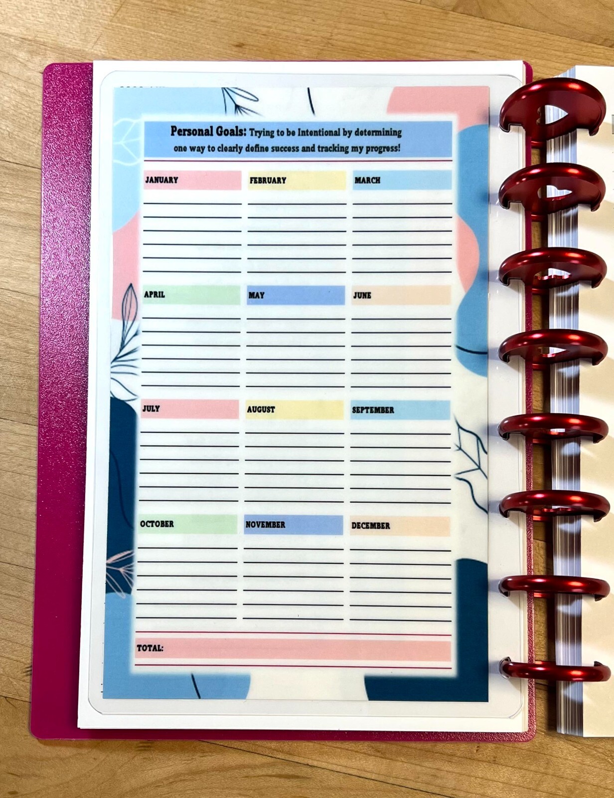 Daily Habits Personal Goals DASHBOARD for use with the TUL/Arc (8 disc) Planner