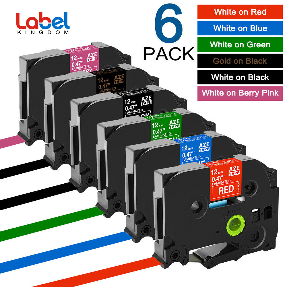 6PK TZe-231 TZe-335 Compatible Brother P-Touch Label Tape 12mm 0.47″ PT-D210