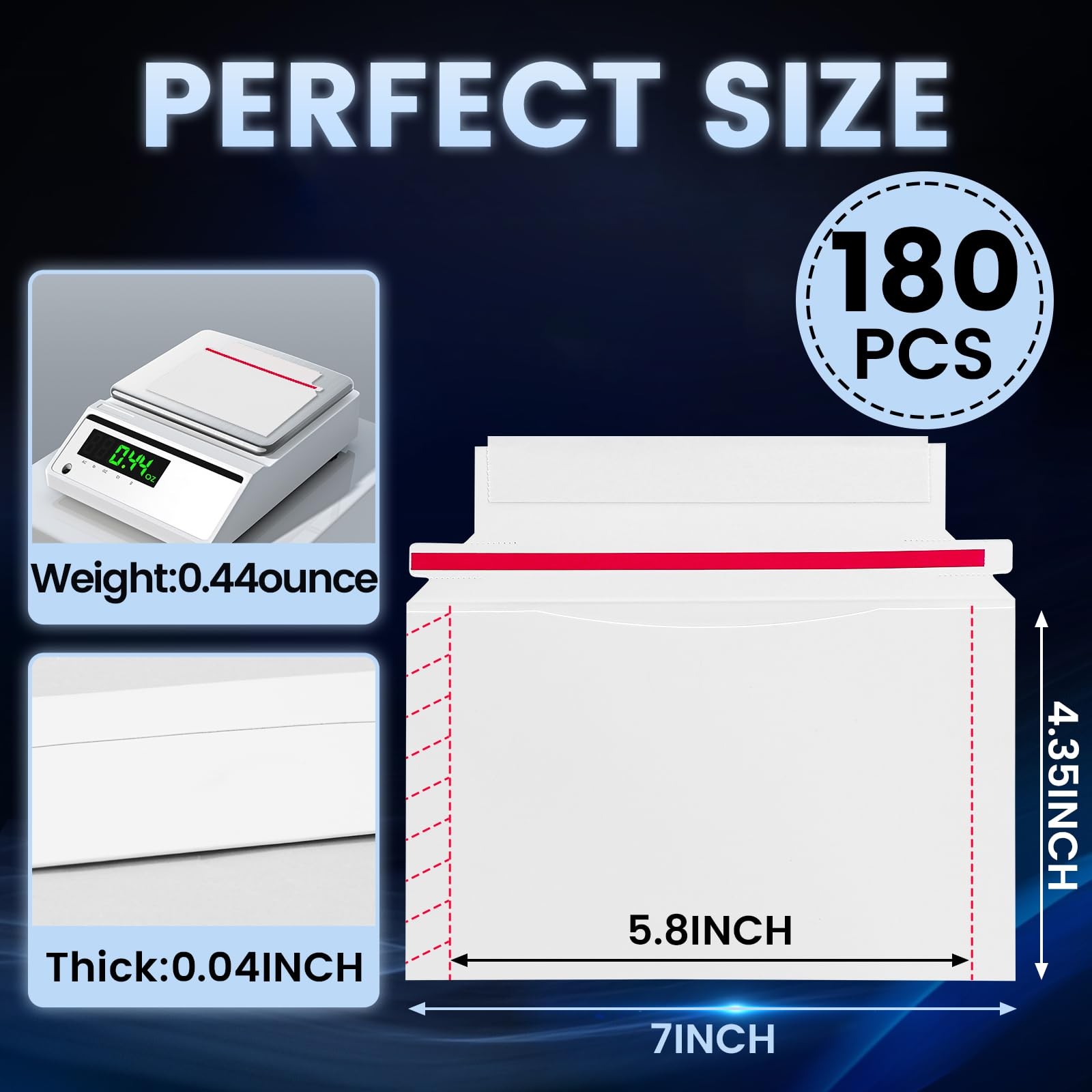 Mailer Trading Card Envelopes 180 Pack 7″ x 4.35″ Semi-Rigid Toploaders