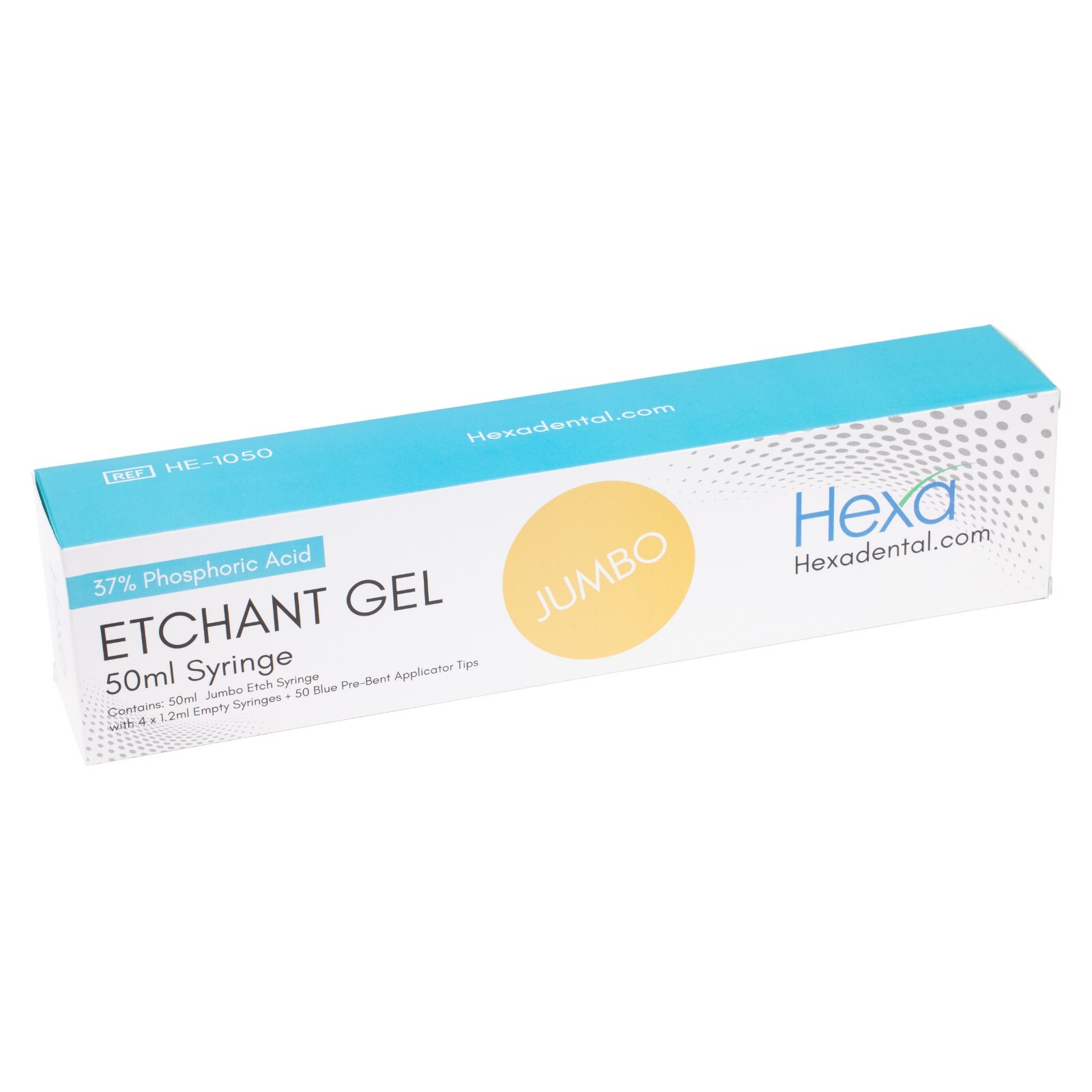 2 x Hexa Etch Gel 37% 50ml Jumbo Syringe Dental Etchant + 100 Tips & 8 Syringes
