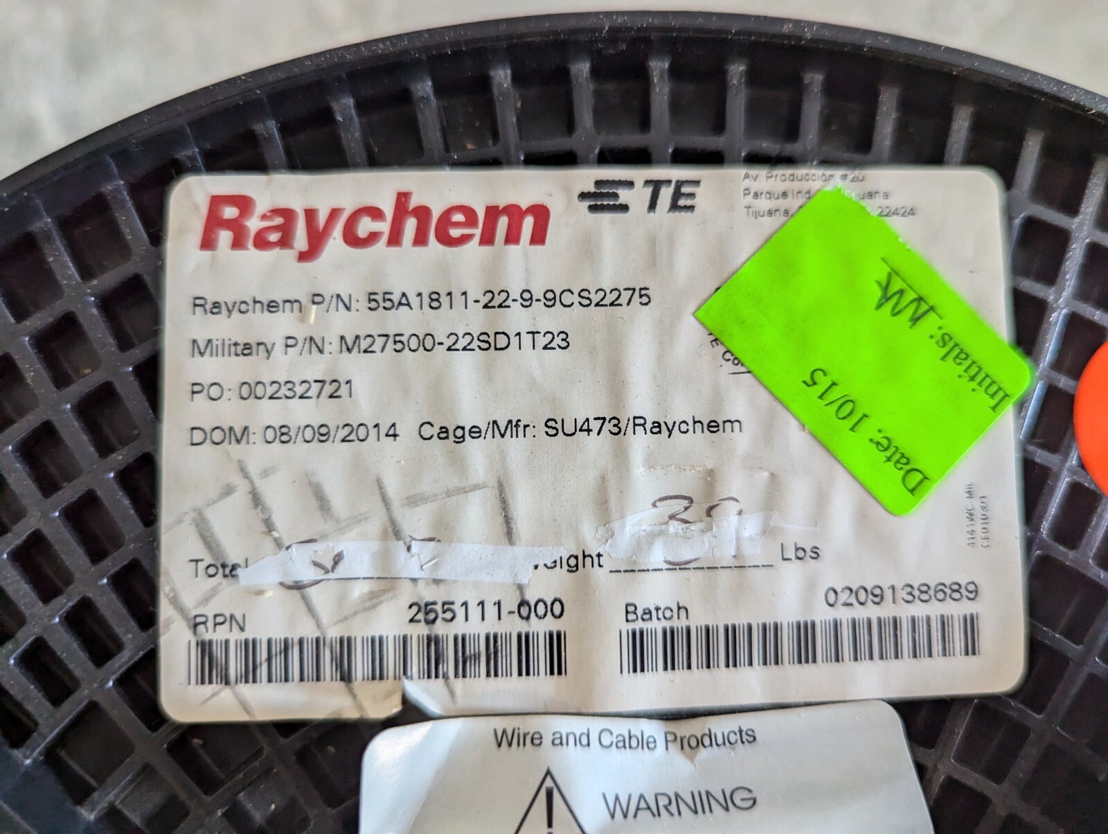 Raychem M27500-22SD1T23 22/1 Tin Plated Copper ETFE 2000 ft