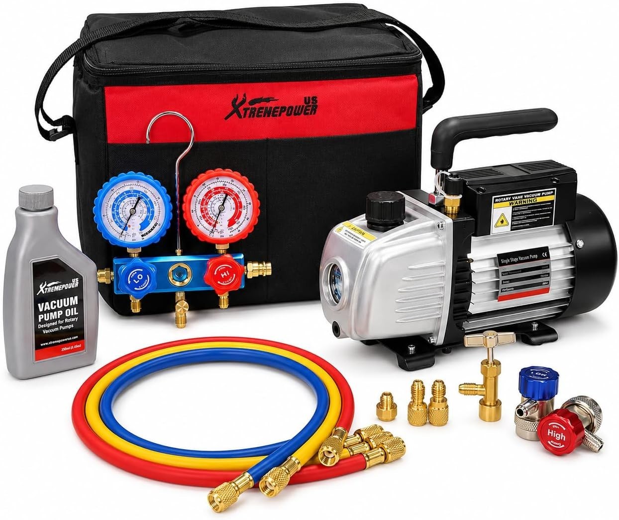 Lightweight 1/4 HP Vacuum Pump & A/C Manifold Set – Efficient Refrigeration Tool