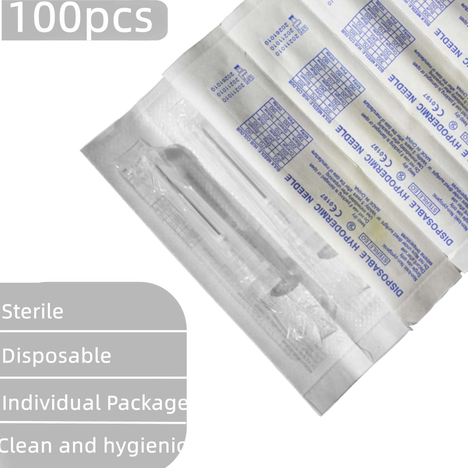 100 Pack 27Ga 1/2 Inch Sterile Disposable Injection Needle with
