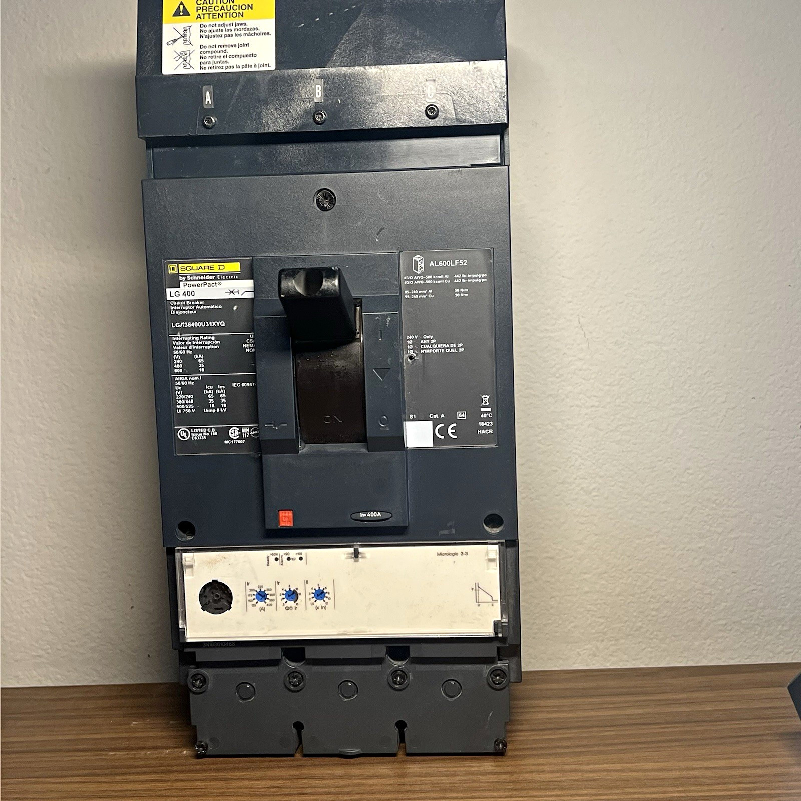 Square D Schneider PowerPact LG400 400A 3-Pole LGF36400U31XYQ