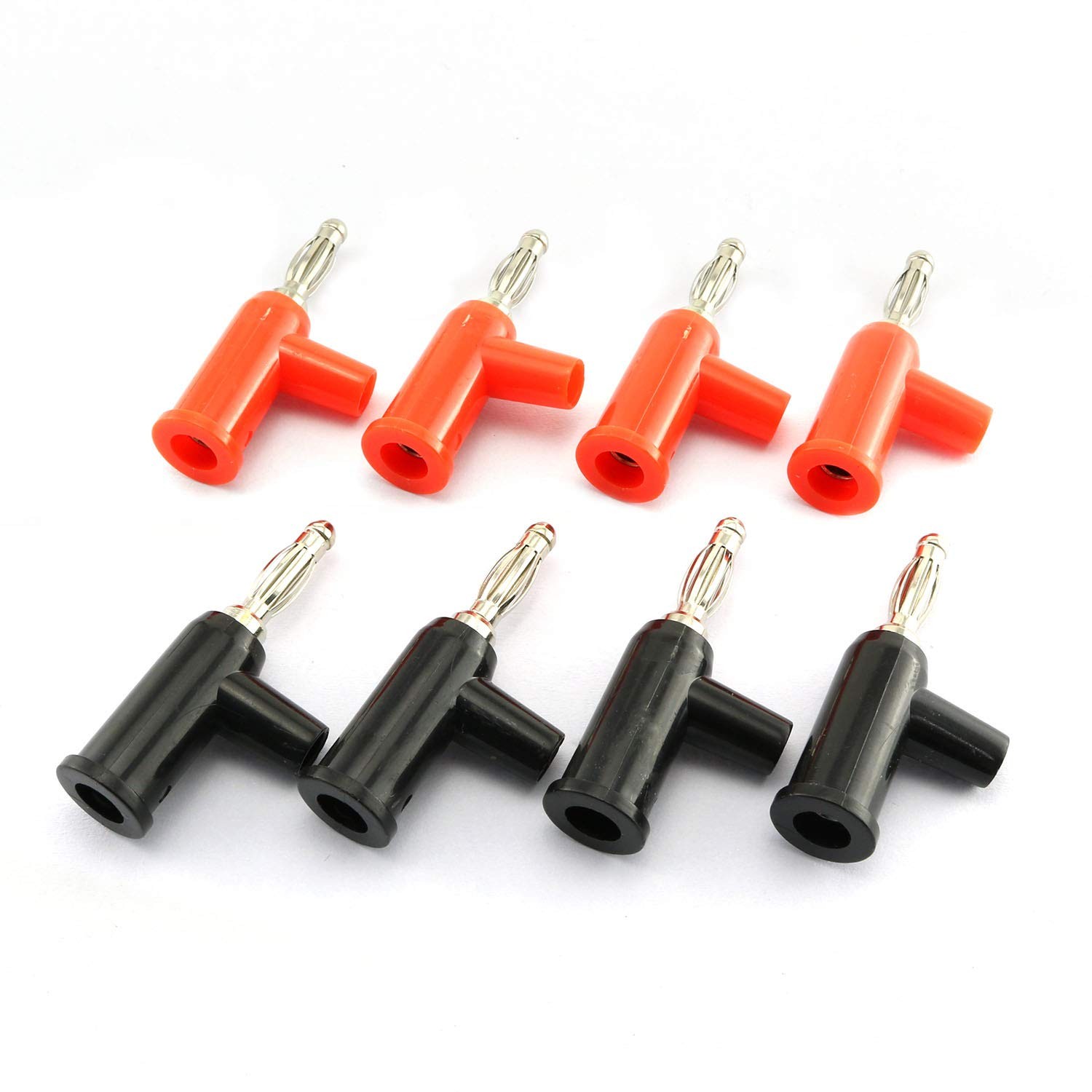 8pcs Stackable Solderless Banana Plugs 4MM (4pcs Red + 4pcs Black)