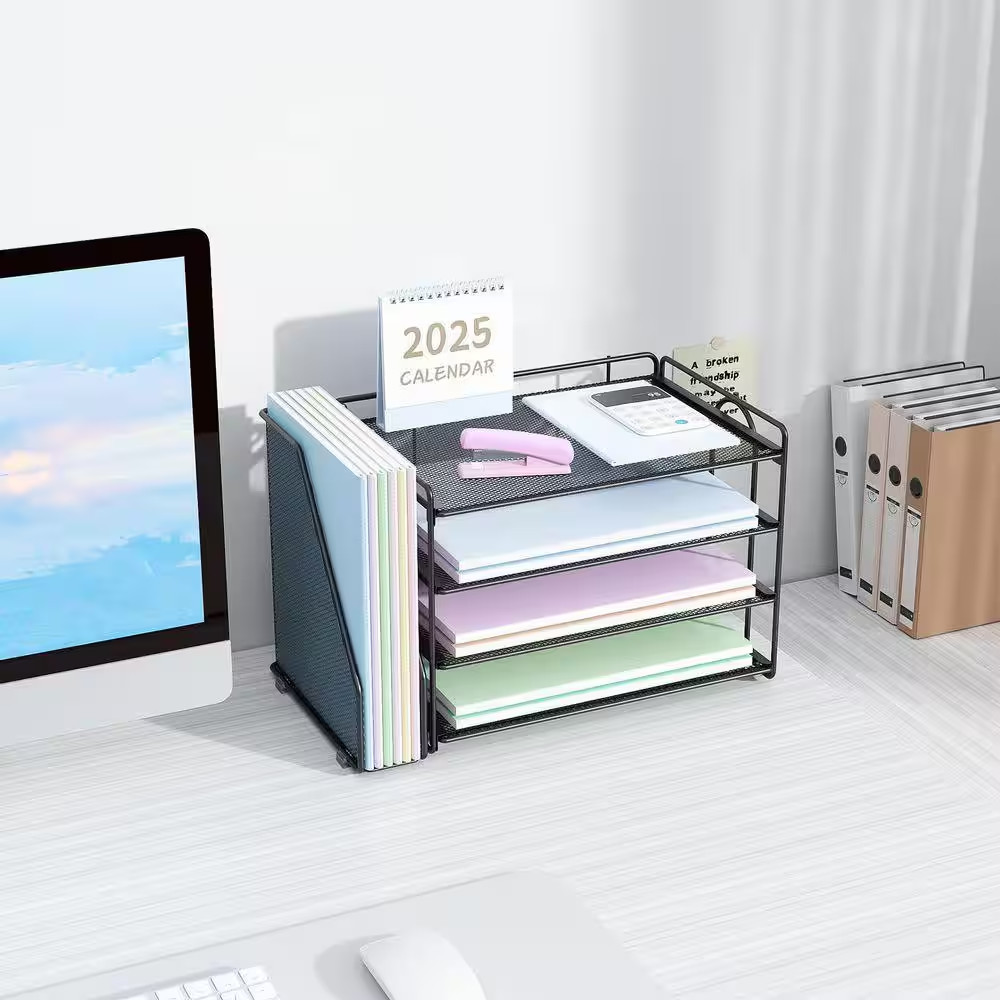 9.2 In. X 15.5 In. Black Desk Organizers and Accessories, Paper Organizer with F