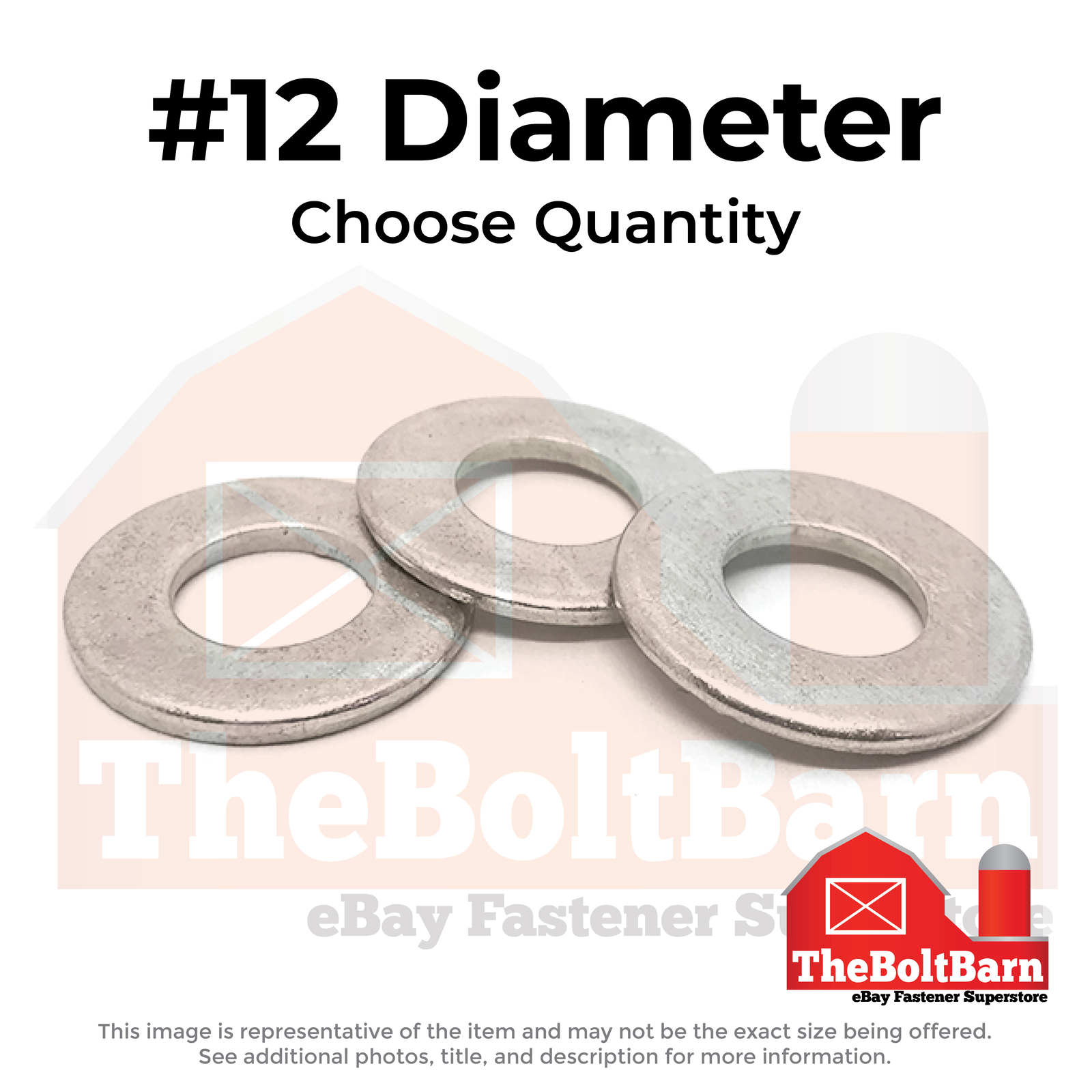 #12 Stainless Steel SAE Flat Washers (Choose Qty)