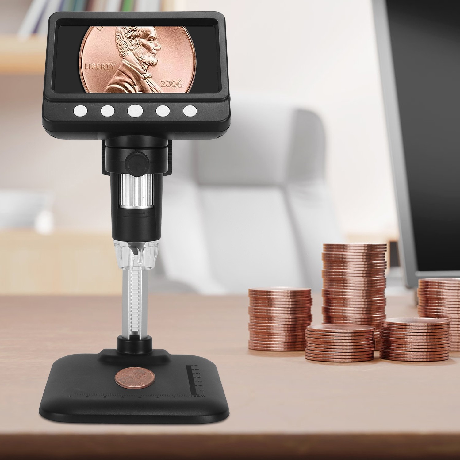 4.3In LCD Digital Microscope 1080P Photo Video Error Coin Magnifier LED Lights