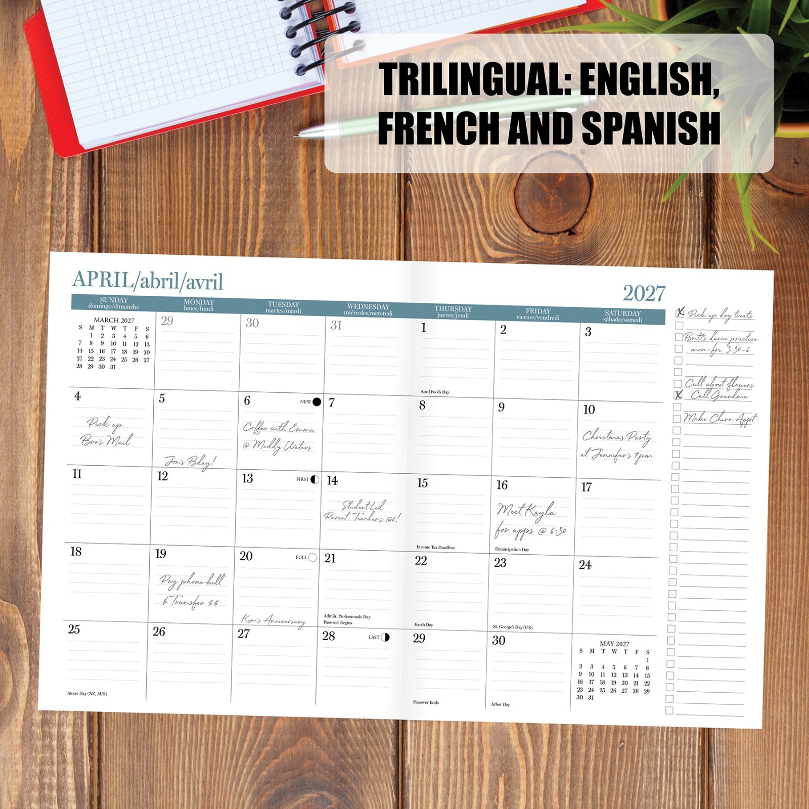 Peach Please AY July 2026 – June 2027 7.5″ x 9.5″ Booklet Monthly Planner
