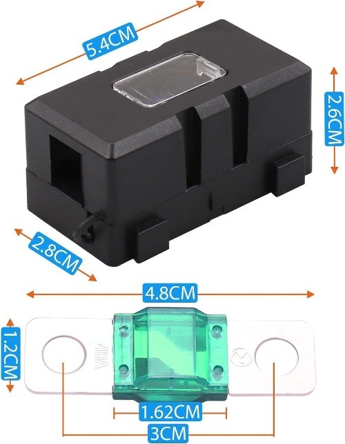 2PCS ANS-H One-Way Midi Fuse Box Holder with Small Fork Mount Bolt, 40A