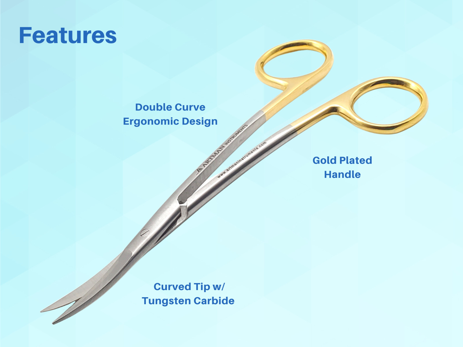 Scissors 5.5″ LaGrange Gold Plated Handle with Tungsten Carbide Inserts ARTMAN