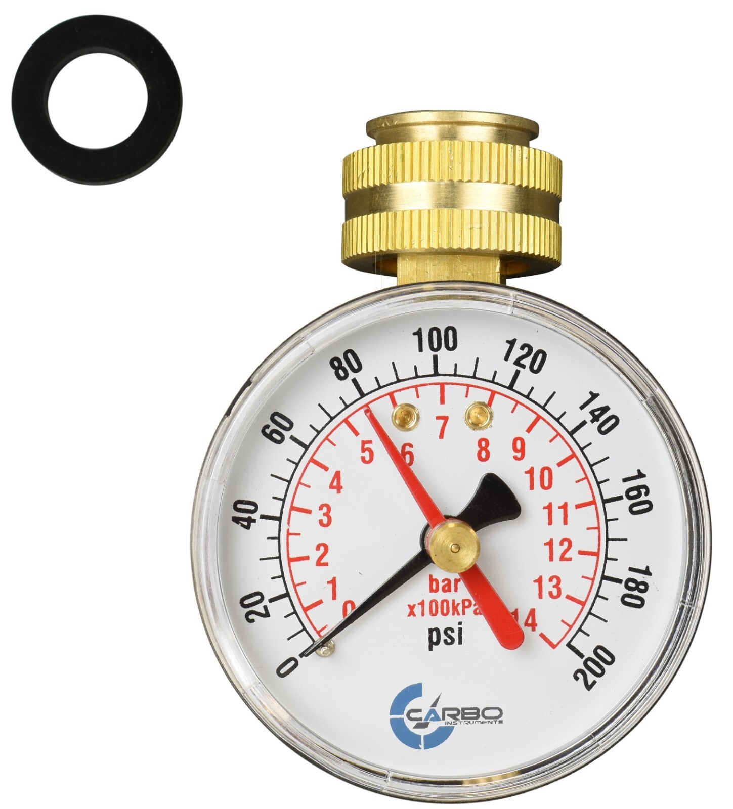 CARBO Instruments 2-1/2″ Water Pressure Test Gauge 200 psi, 3/4″ Female Hose
