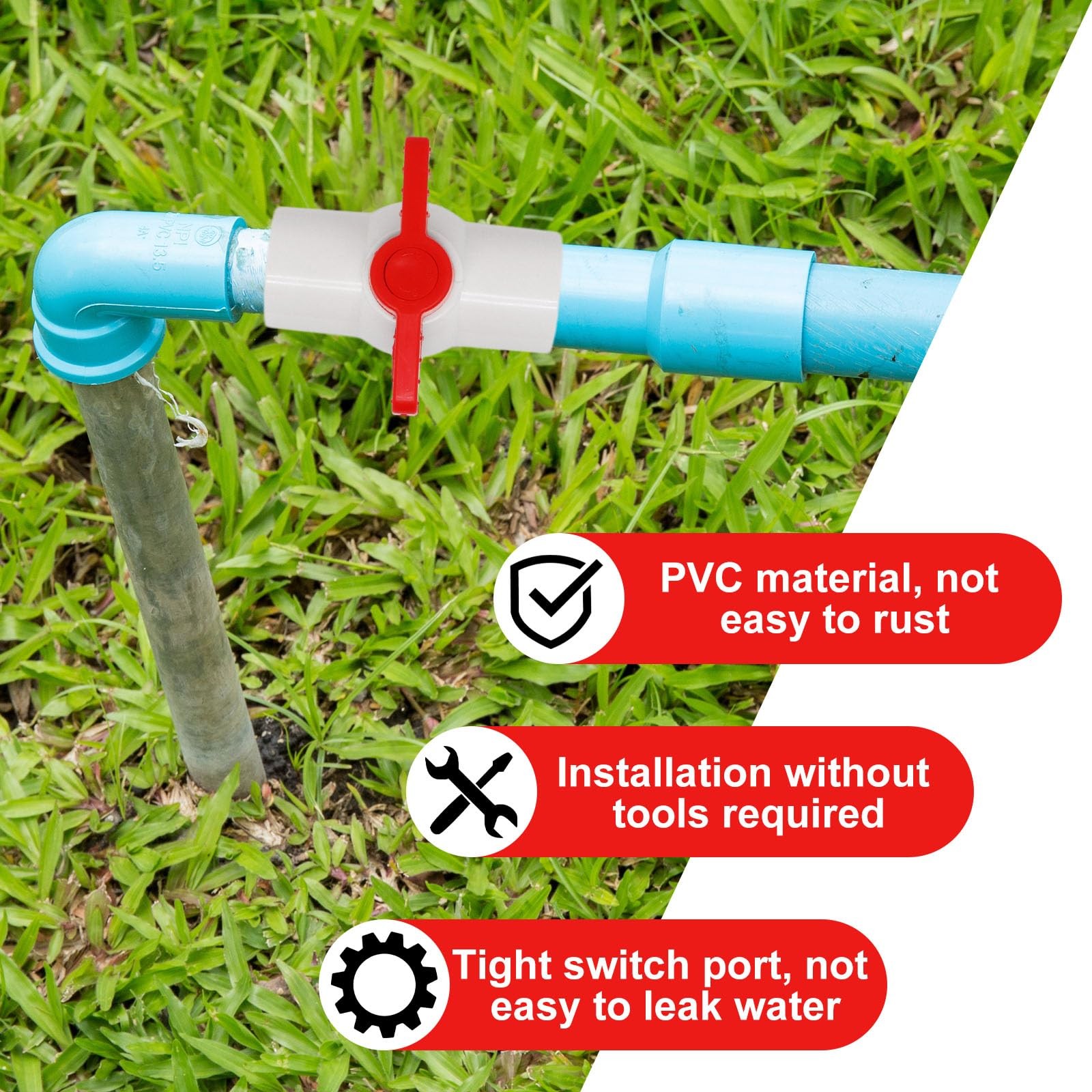 6Pcs White 3/4 Inch Threaded PVC Ball Valve NPT Shut-Off Valve with Handle Ra