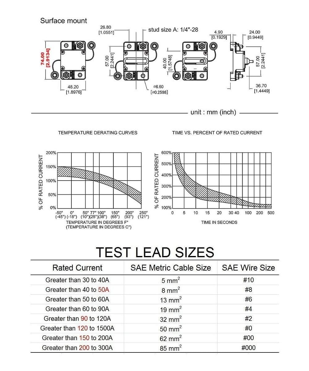 300 Amp Circuit Breaker 30A-300A with Manual Reset Waterproof Inline Fuse Inv…