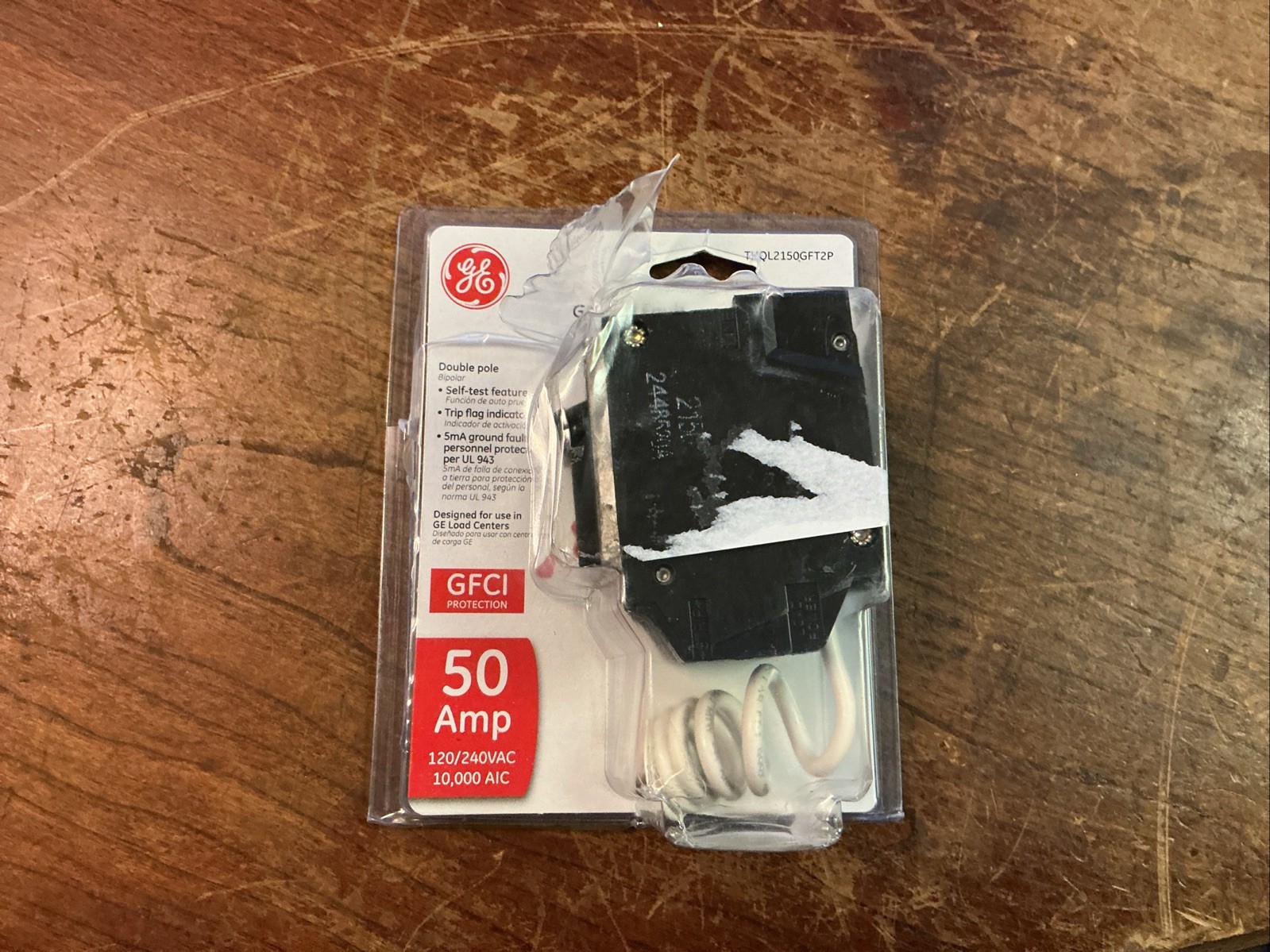 GE THQL2150GFT2P 50A 2-Pole 120/240V GFCI Circuit Breaker (new)