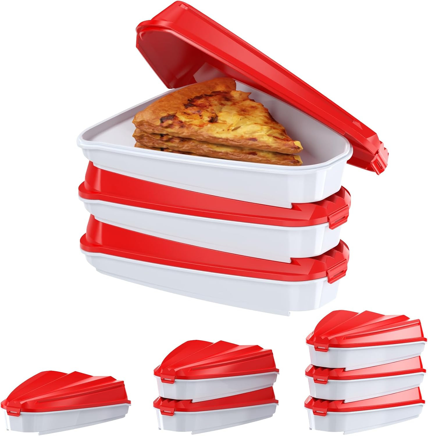 Expandable Pizza Storage Container Set with Lids for Leftovers and Organization