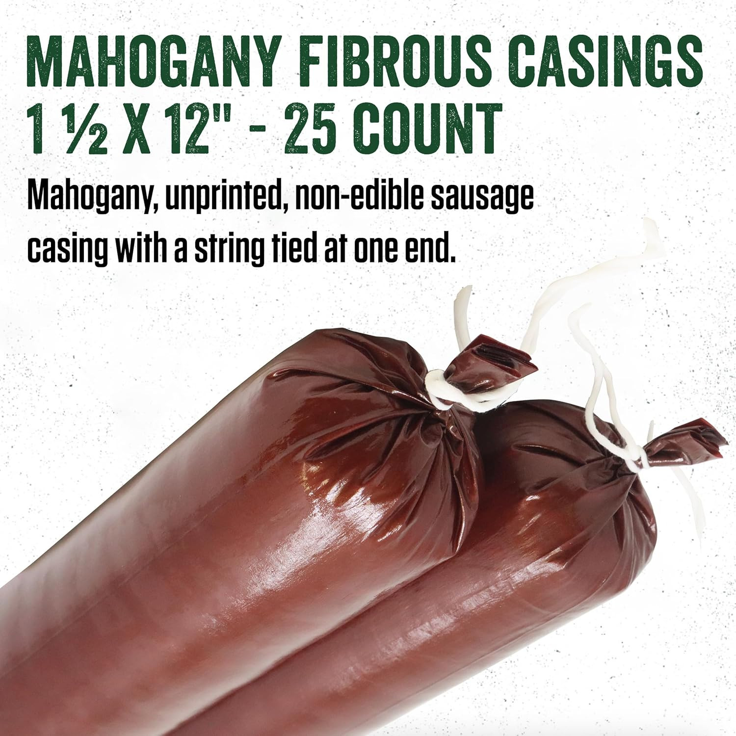 Products Mahogany Fibrous Sausage Casings, 1.5″ X 12″ Non-Edible Casings for Sum