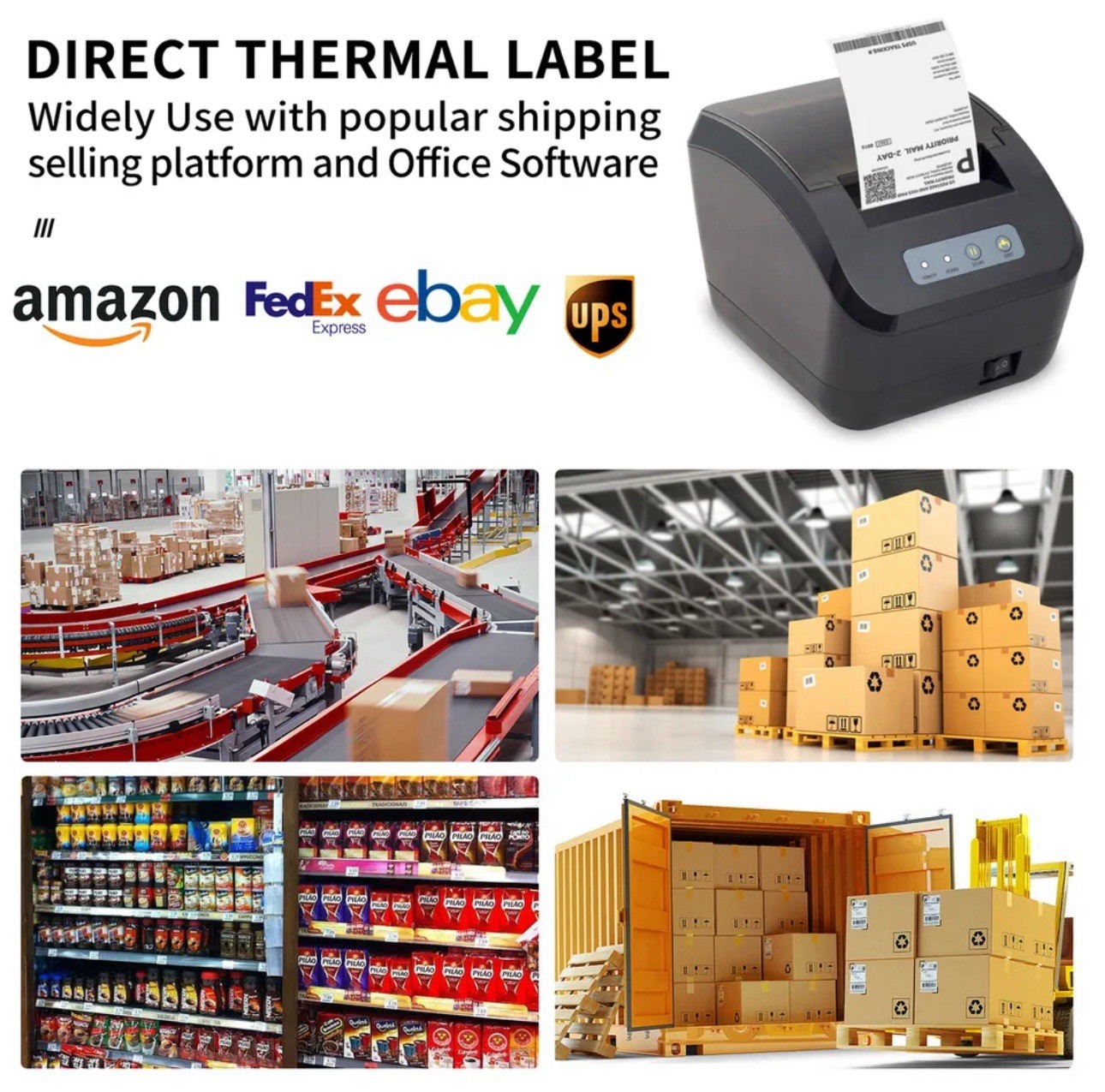 3000 4×6 Fanfold Direct Thermal Shipping Labels Perforated Label / UPS CERTIFIED