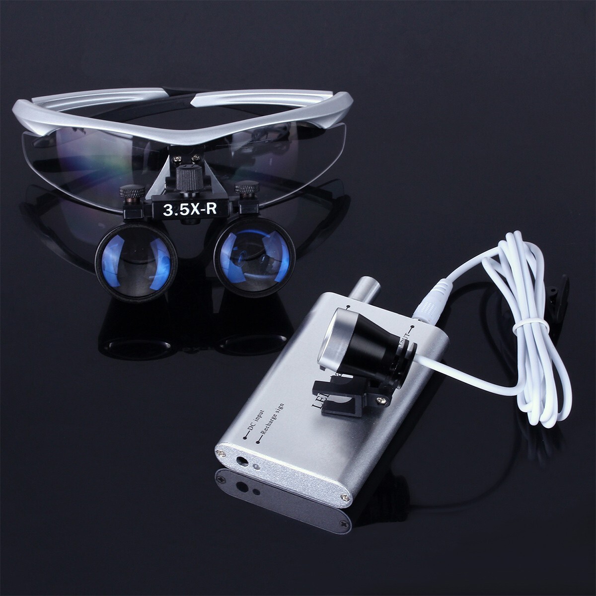 3.5X Dental Loupes 3W Portable LED Head Light Medical Surgical Glasses Loupe