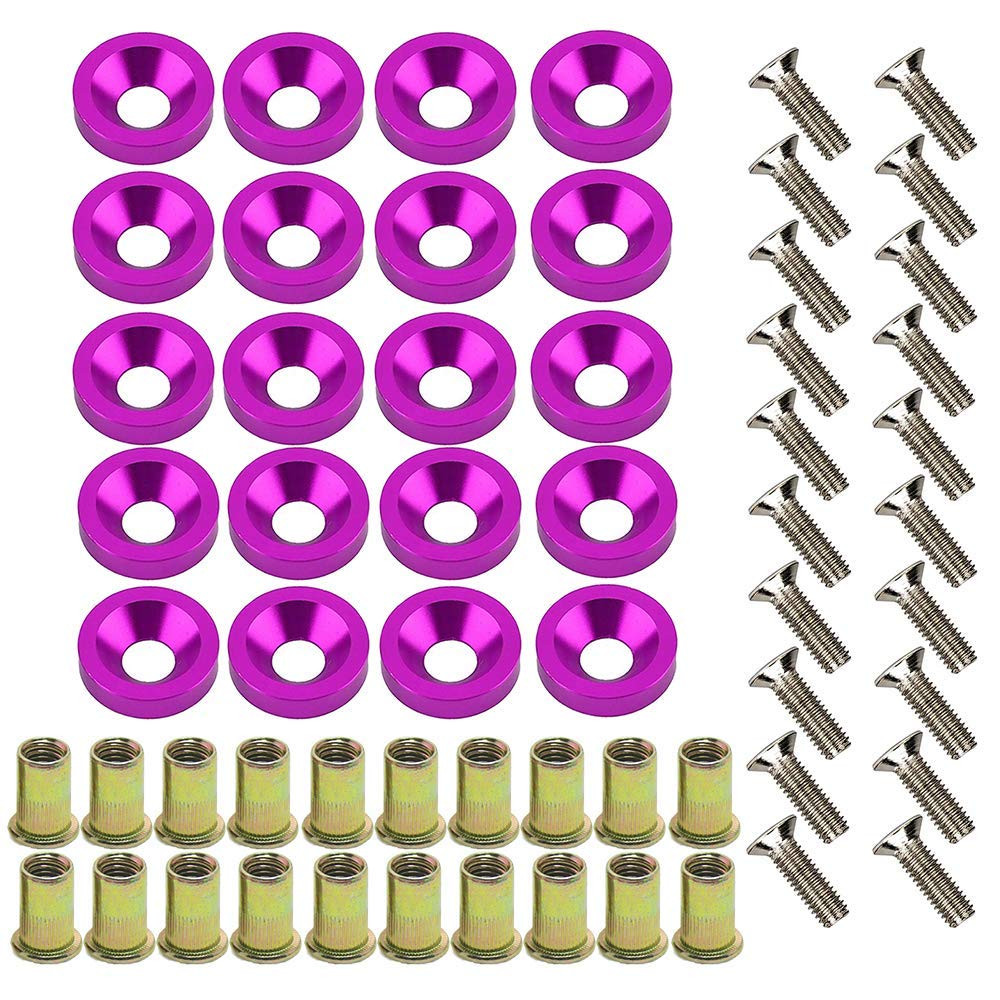 20PC CNC Fender Washer Bolt Rivet Nut Kit M6x20mm Aluminum Anodized Set