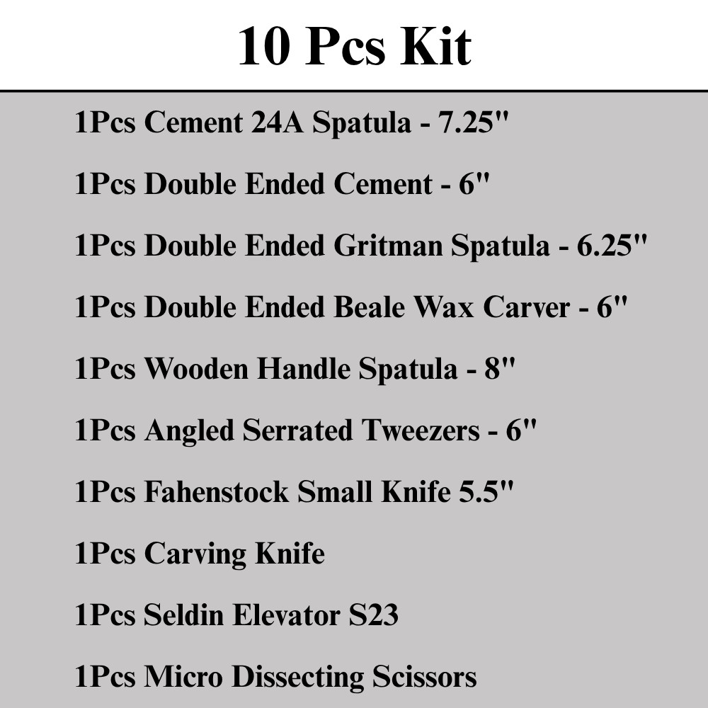 10 Pcs Dental Wax Amalgam Mixing Alginate Carvers Plaster Knife Lab Spatula Kit