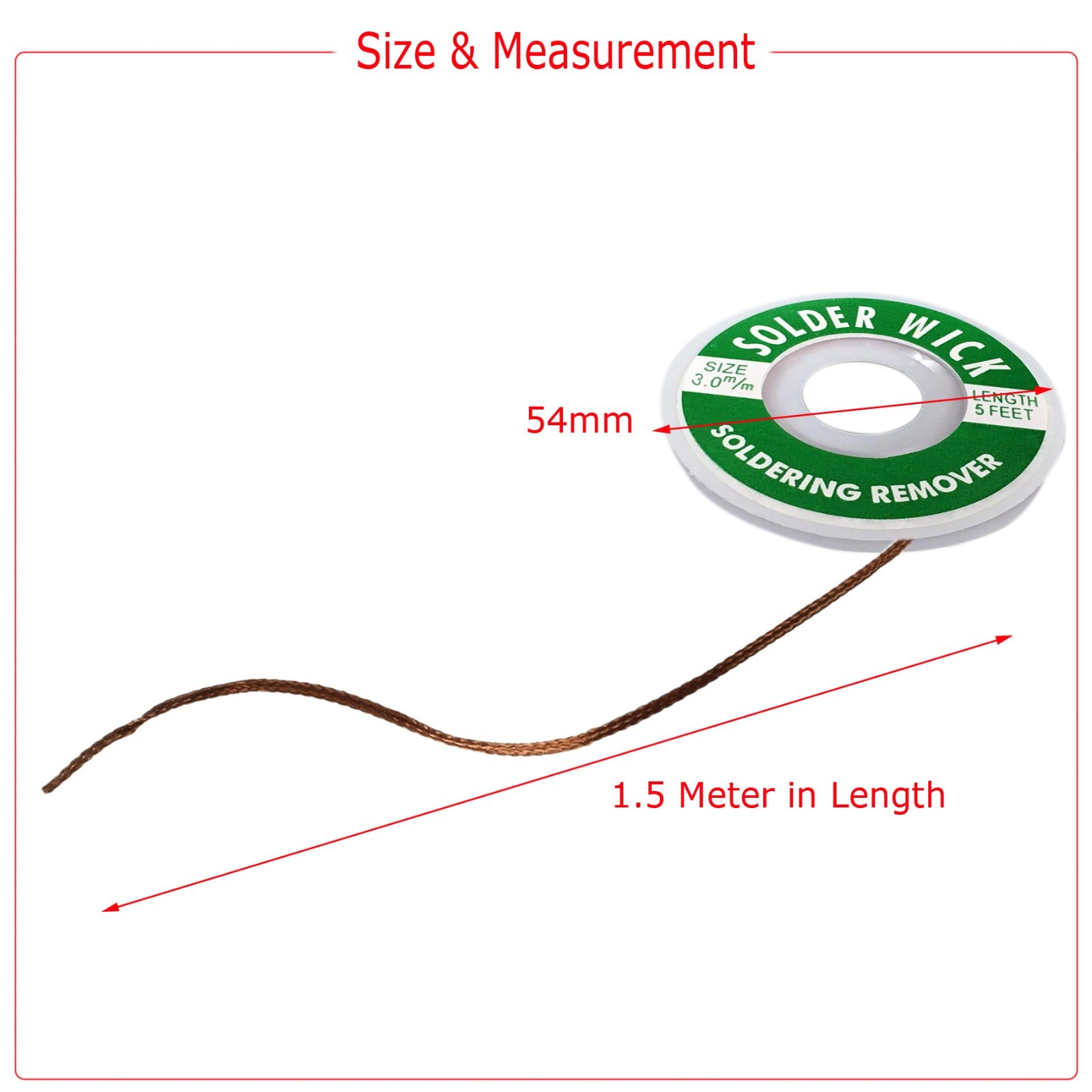 2.0mm Desoldering Braid Solder Sucker Remover Spool Copper Wick 5 ft 1.5m