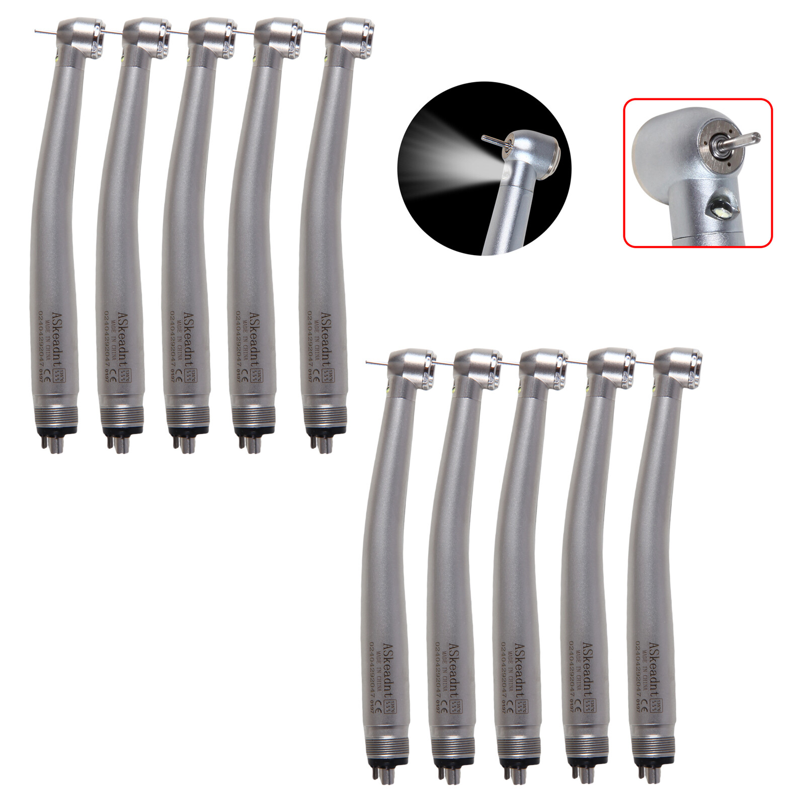 Pieza de mano LED turbina alta velocidad fibra óptica dental estilo NSK 4 Holes