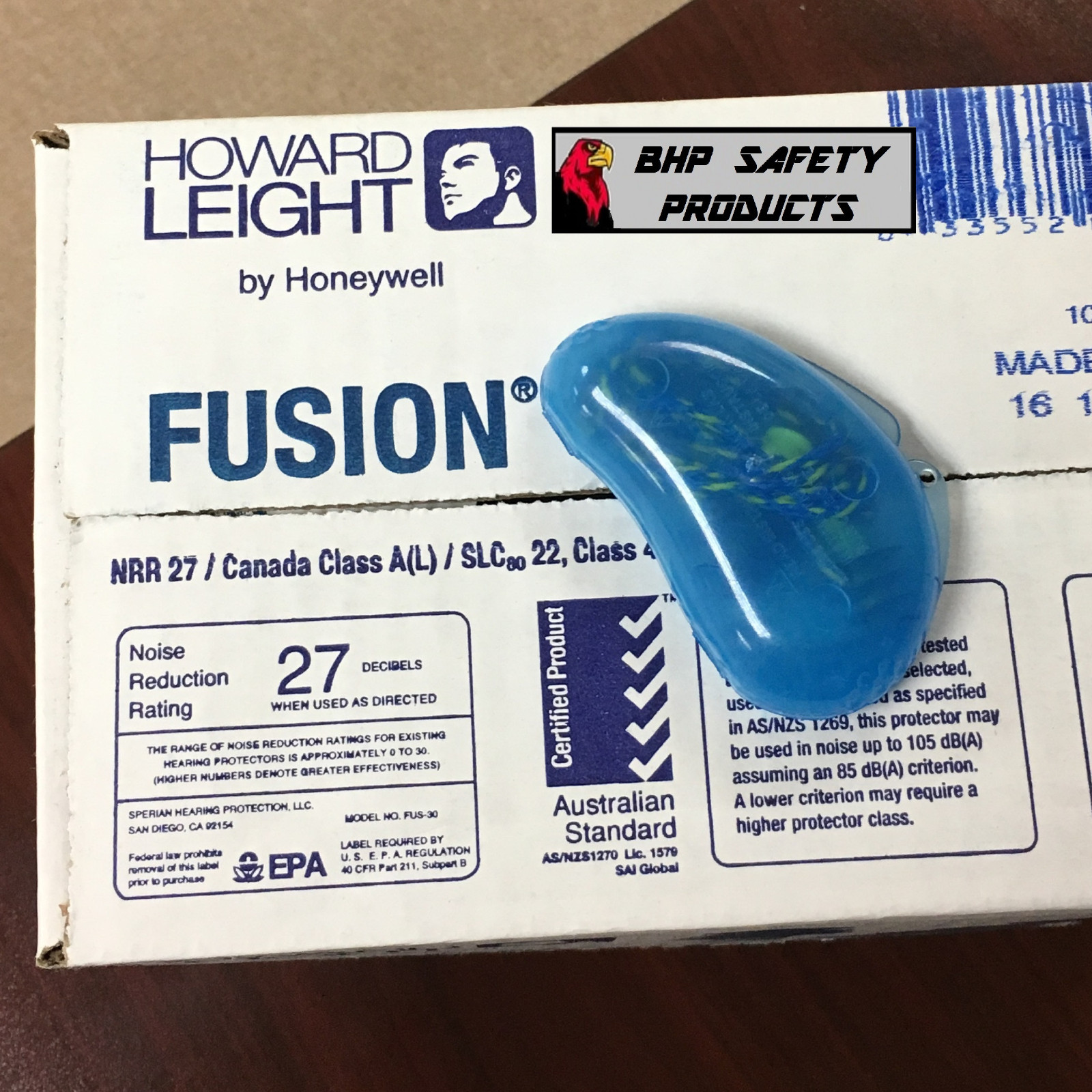 HOWARD LEIGHT FUS30-HP FUSION REUSABLE EAR PLUGS CORDED IN HEARPACK (3 PAIR)