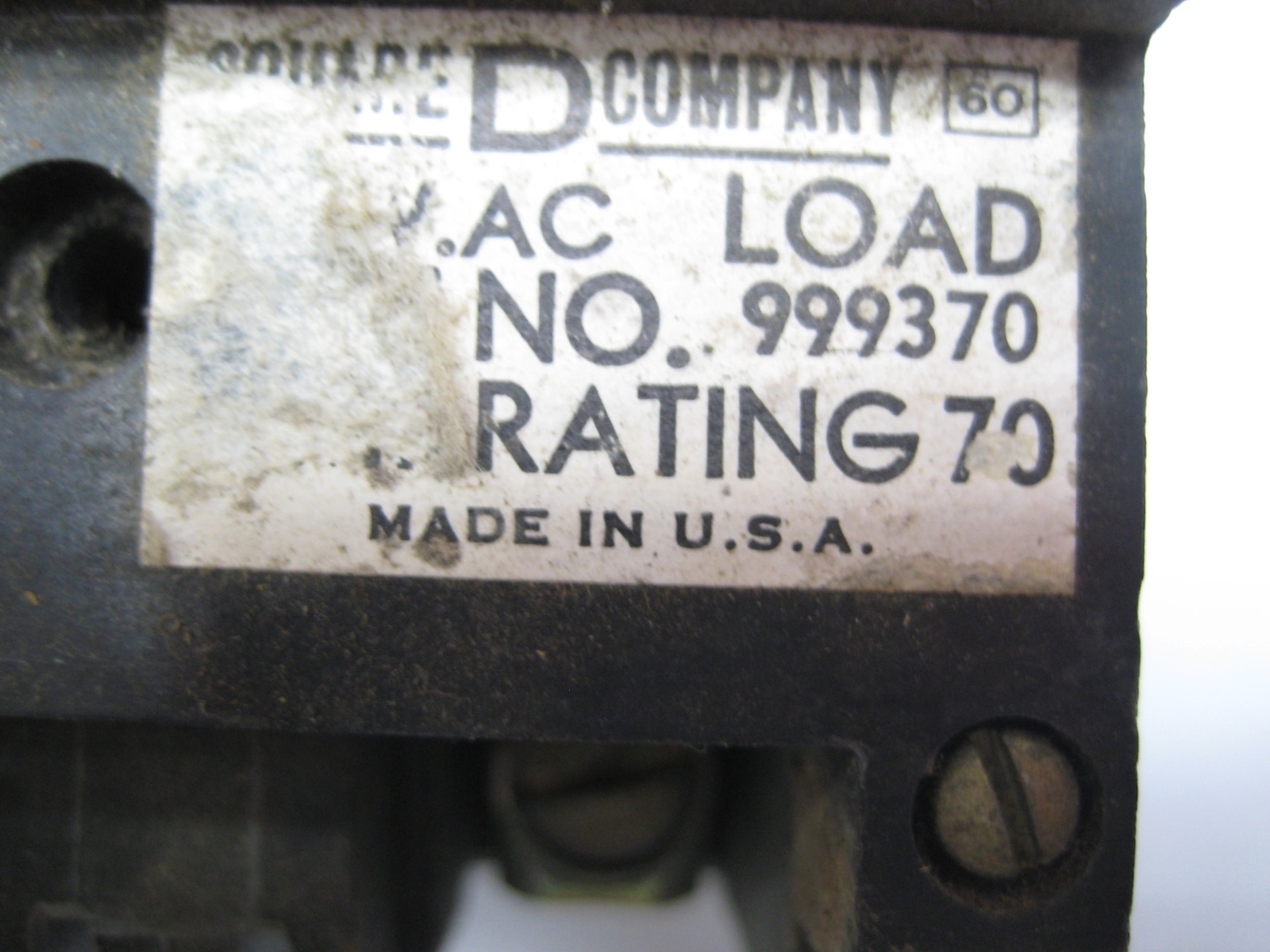 SQUARE D 999370 BREAKER 70AA 3POLE UNMP