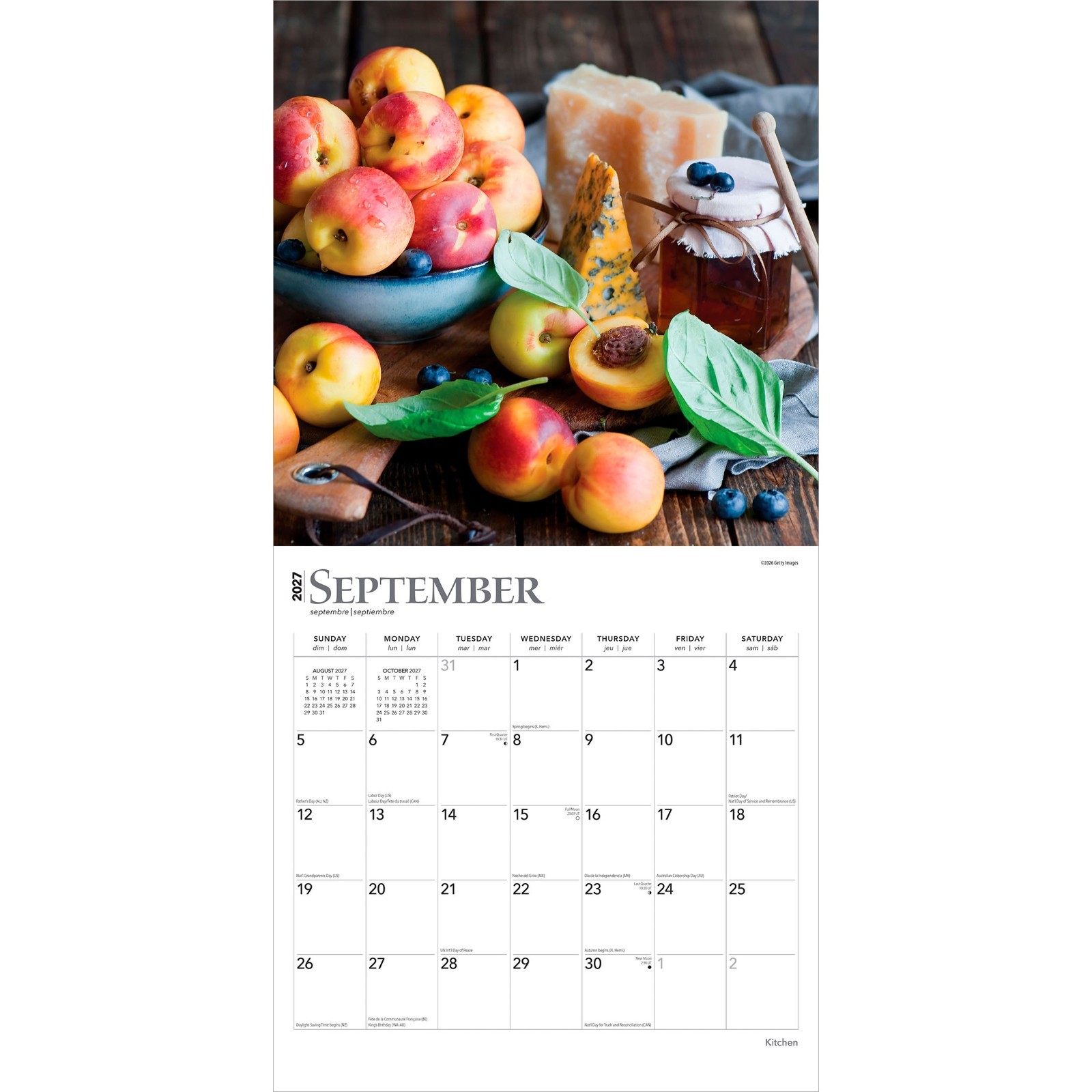 Kitchen | 2027 12×24″ (Hanging) Monthly Square Wall Calendar | Plastic-Free