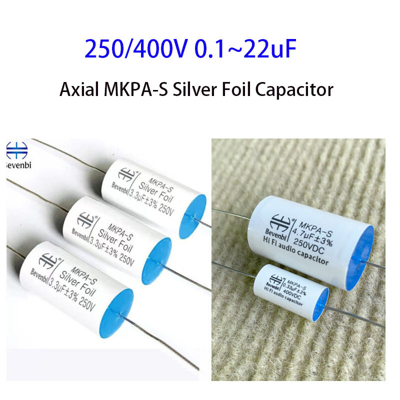Bevenbi 250V~400V 0.1uF~22uF Axial MKP Silver foil capacitor for HIFI