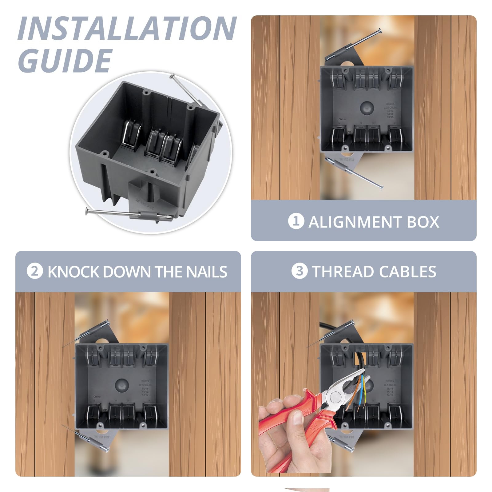YQSIYU 2-Gang PVC New Work Electrical Outlet Box, ETL Listed