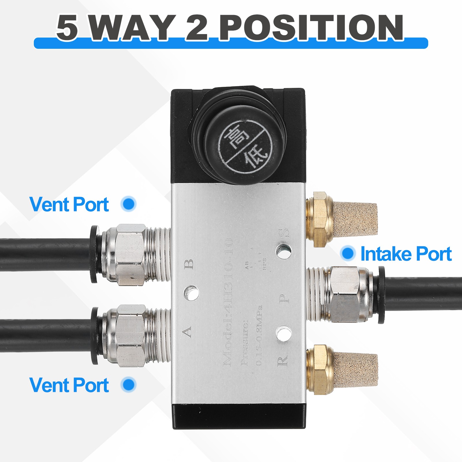 Pneumatic Valve 1/4″ NPT 5 Way 2 Position Air Solenoid Manual Control Push Pull