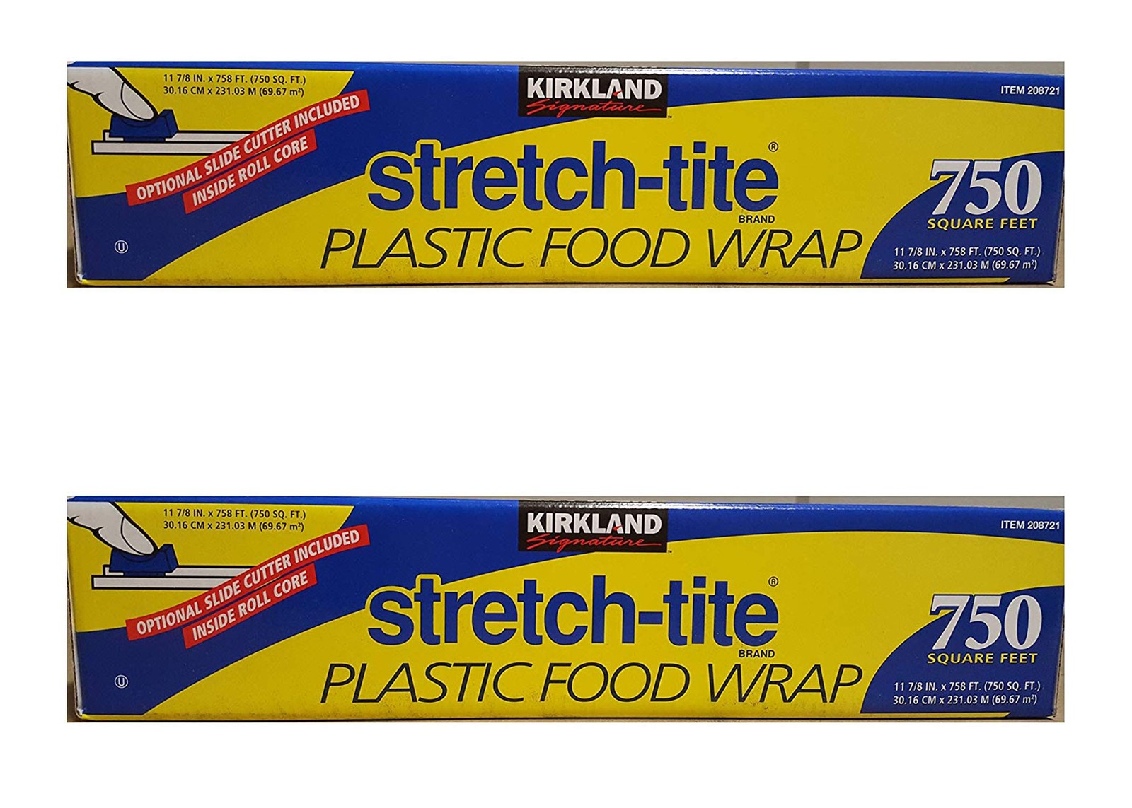 Kirkland Signature Stretch Tite Plastic Food Wrap 11 7/8 Inch X 2 pack, Blue